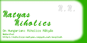 matyas miholics business card